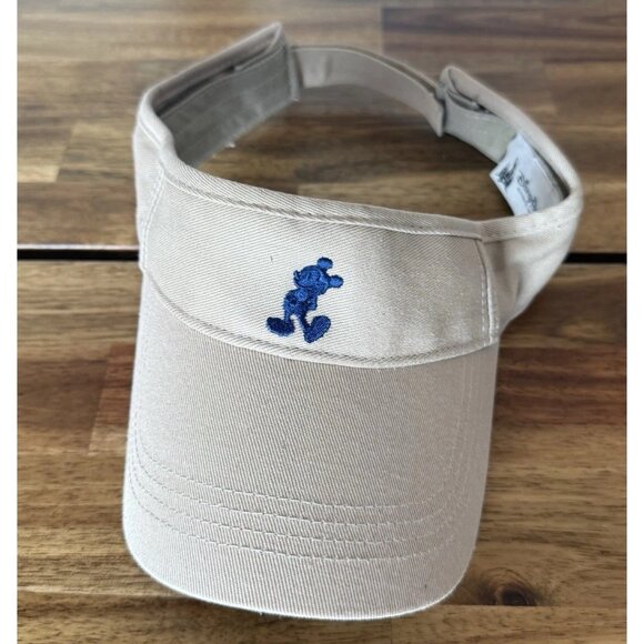 DISNEY PARKS Mickey Mouse Beige Tan Cotton Visor Cap Golf Sun Walt Disney World - Picture 2 of 10